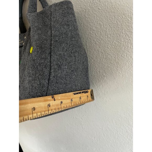 Kate Spade New York Gray Felt Tote Bag With Colorful Buttons & Leather Handles - Picture 3 of 14